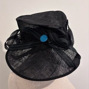 Black and Teal Statement Hat Formal Derby Style